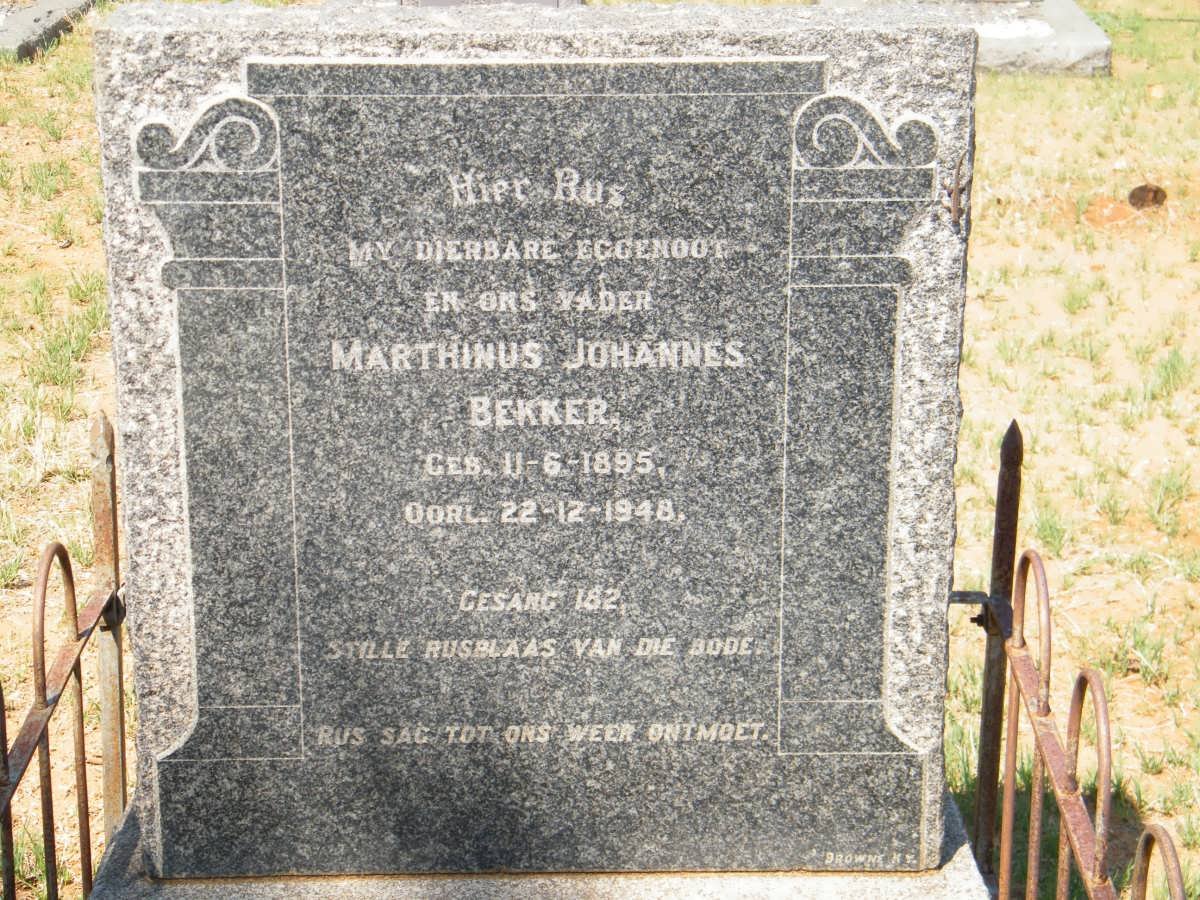 BEKKER Marthinus Johannes 1895-1948