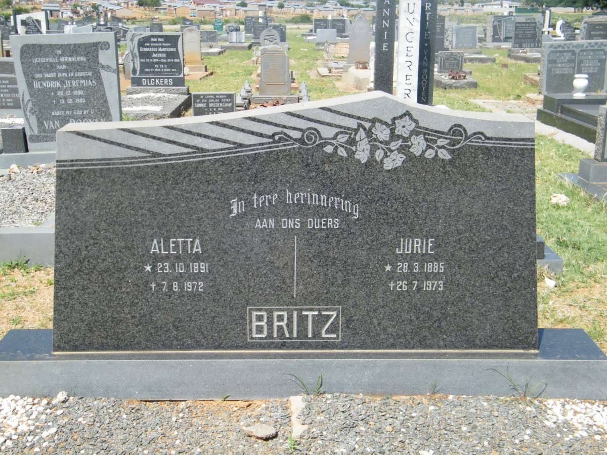 BRITZ Jurie 1885-1973 &amp; Aletta 1891-1972