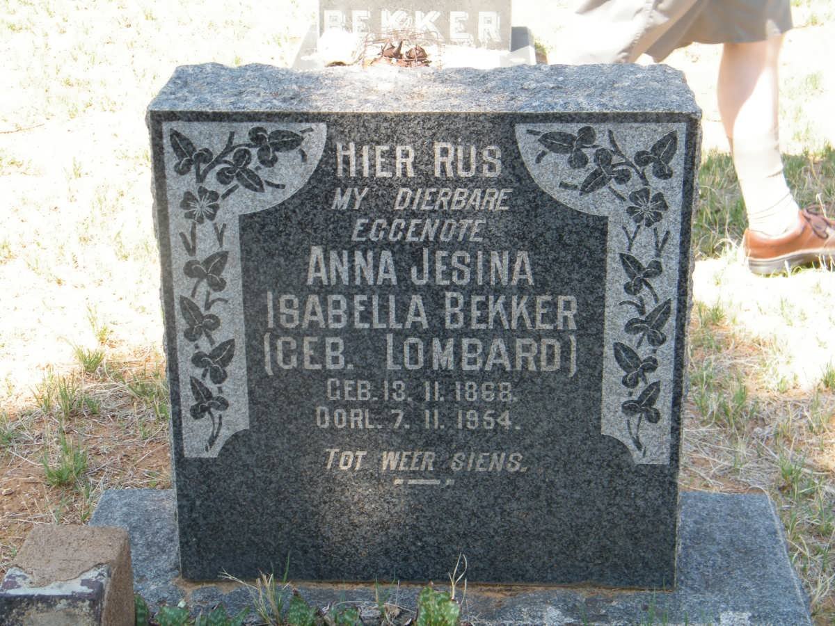 BEKKER Anna Jesina Isabella nee LOMBARD 1868-1954