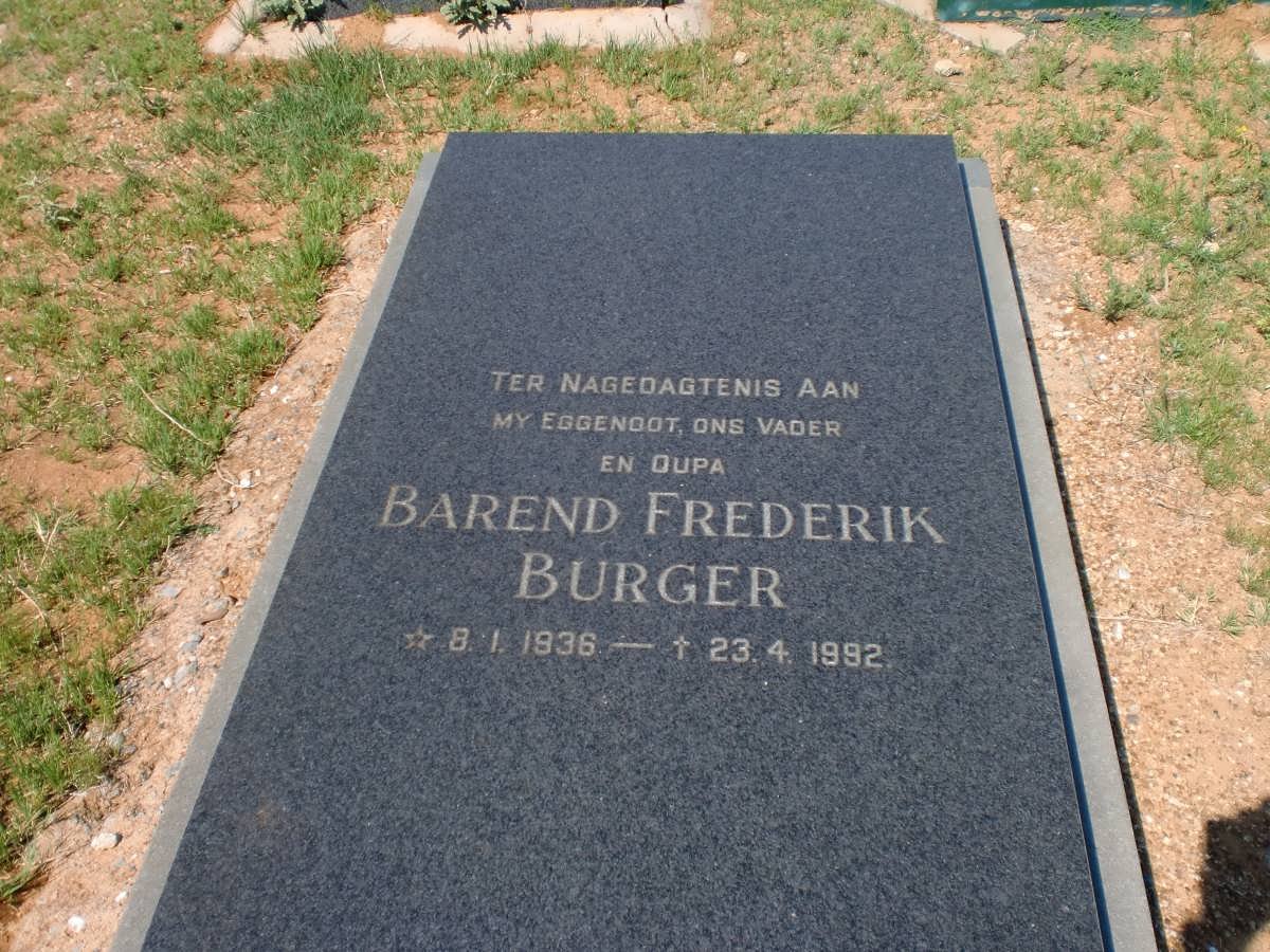 BURGER Barend Frederik 1936-1992
