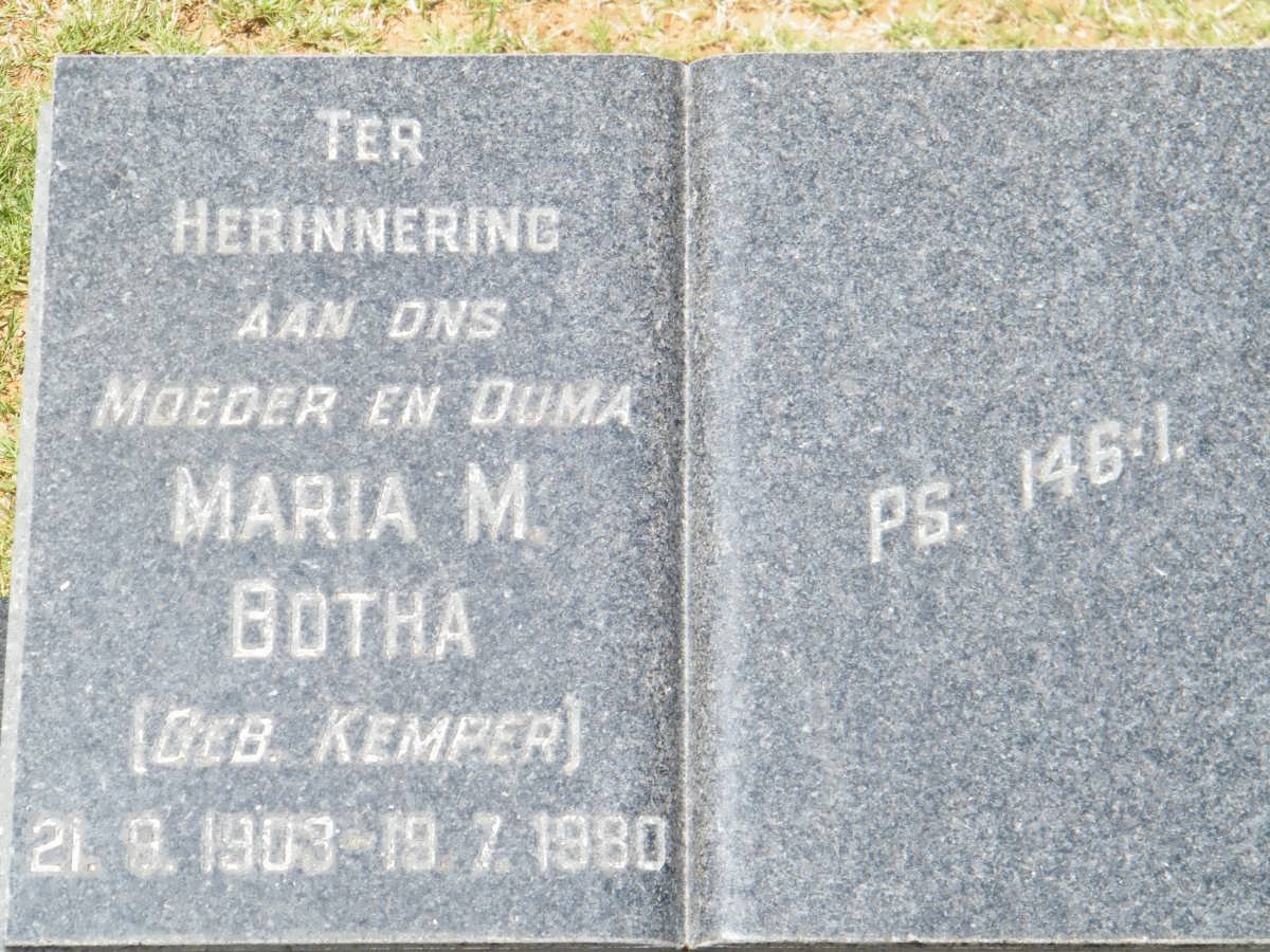 BOTHA Maria M. nee KEMPER 1903-1980