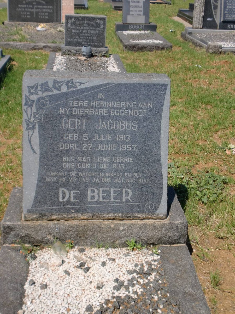 BEER Gert Jacobus, de 1913-1957