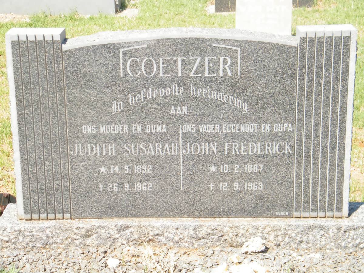 COETZER John Frederick 1887-1963 &amp; Judith Susarah 1892-1962