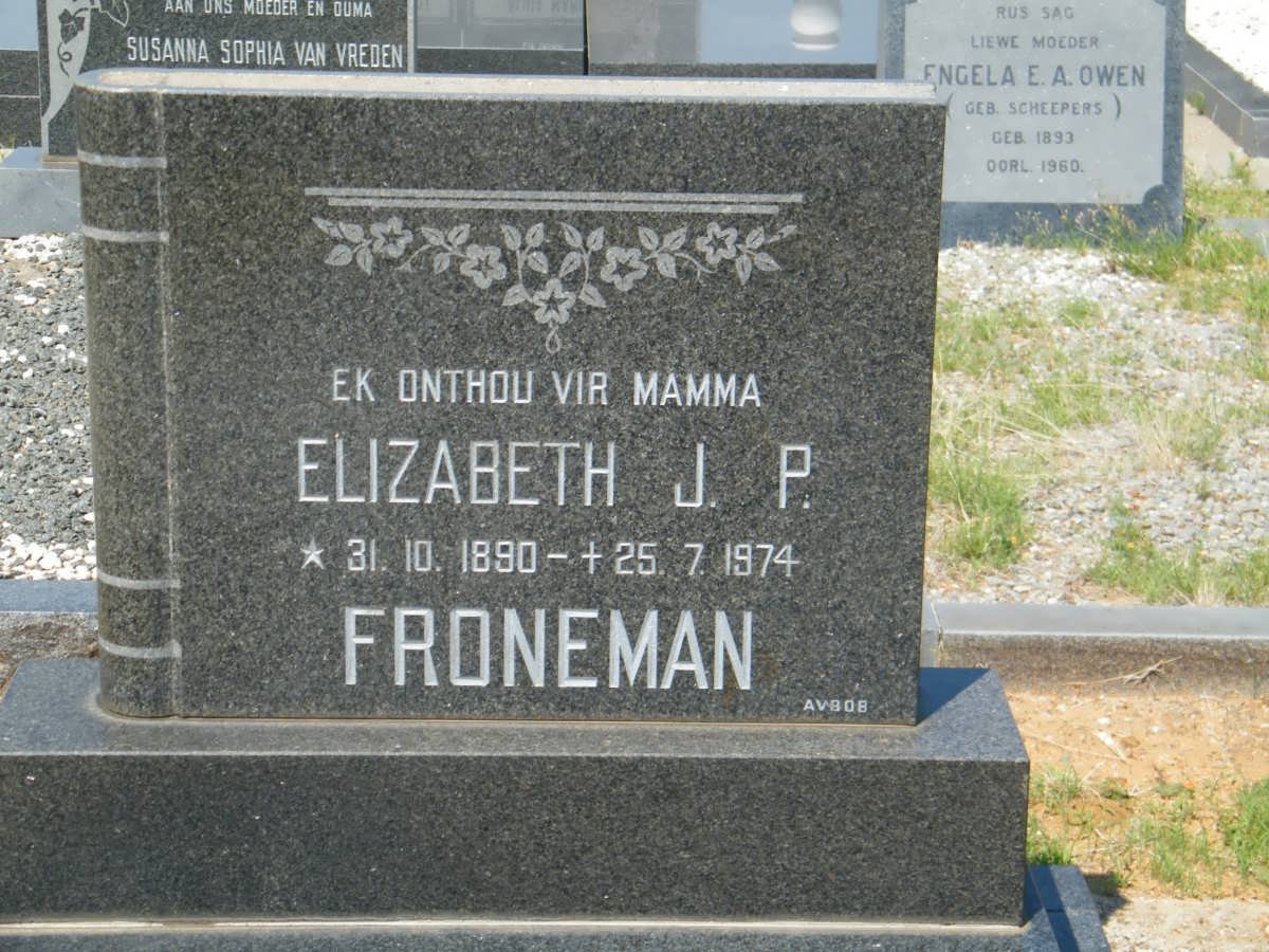 FRONEMAN Elizabeth J.P. 1890-1974