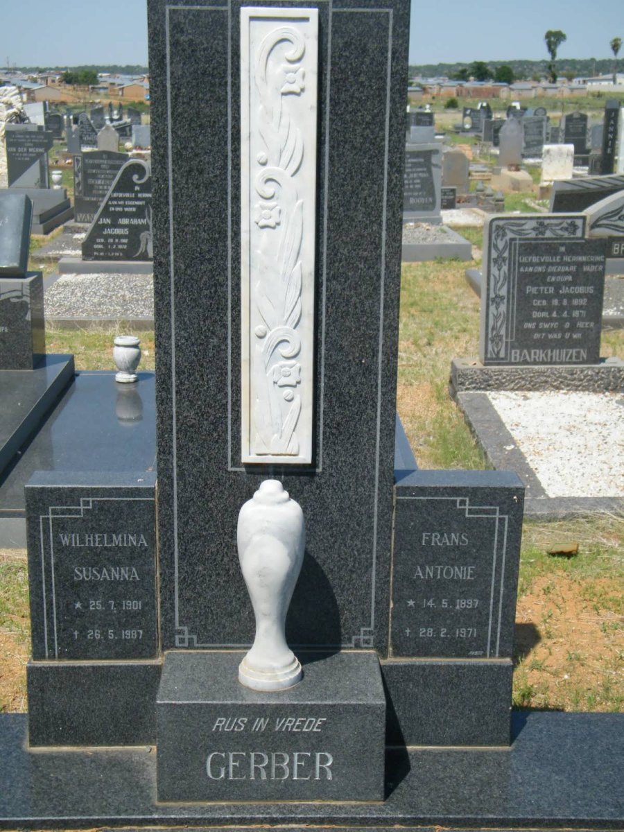 GERBER Frans Antonie 1897-1971 &amp; Wilhelmina Susanna 1901-1987