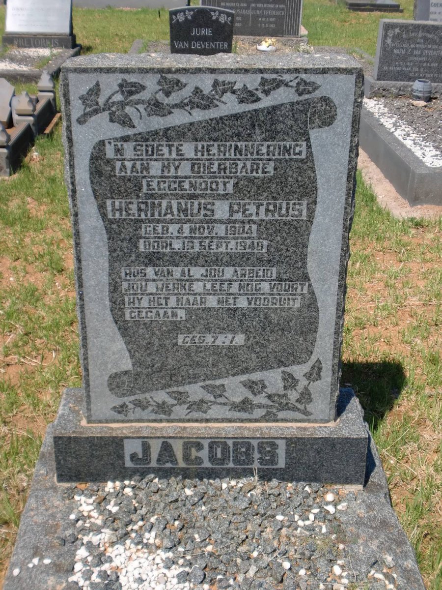 JACOBS Hermanus Petrus 1904-1948