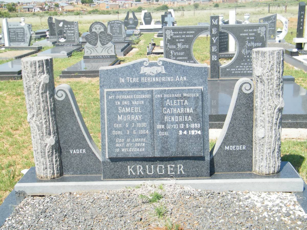 KRUGER Samuel Murray 1890-1964 &amp; Aletta Catharina Hendrika UYS 1893-1974