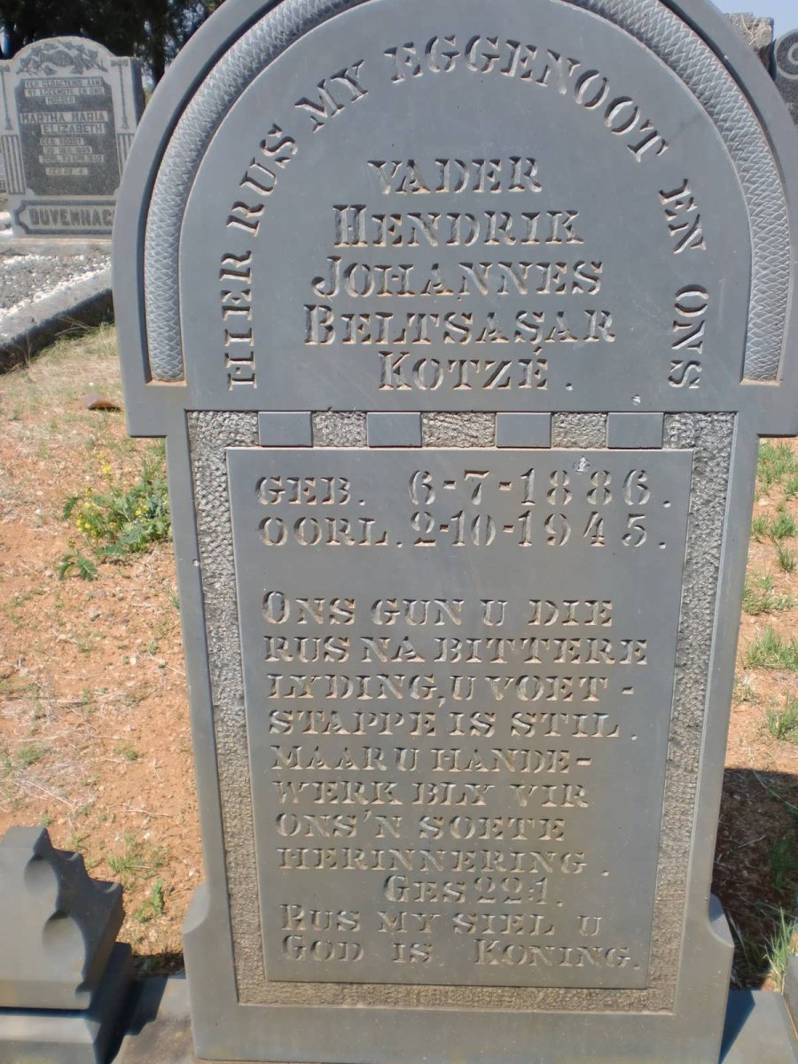 KOTZE Hendrik Johannes Beltsasar 1886-1945