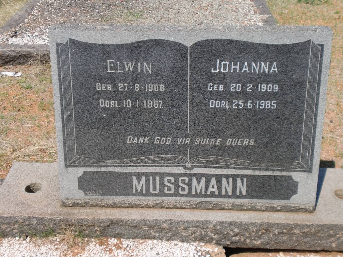 MUSSMANN Elwin 1906-1967 &amp; Johanna 1909-1985