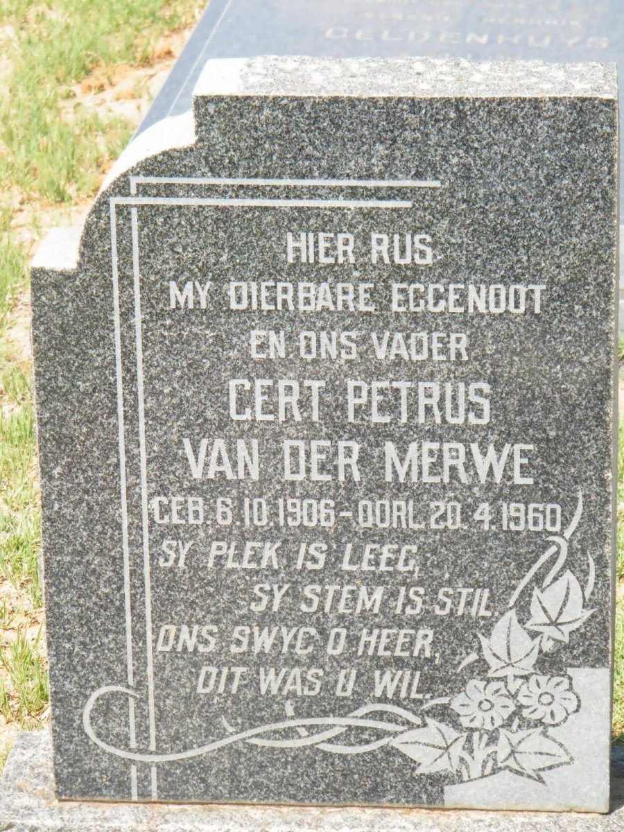 MERWE Gert Petrus, van der 1906-1960