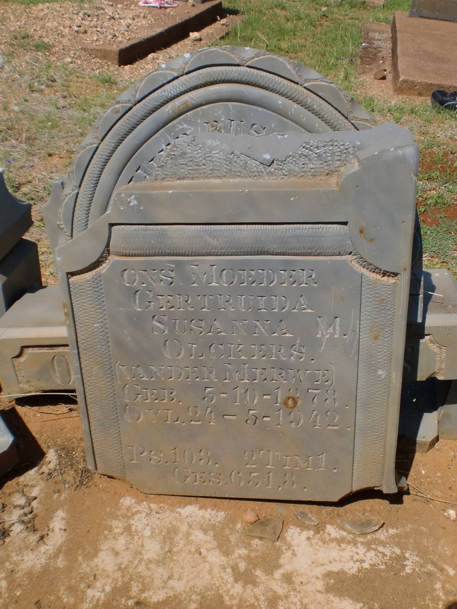 OLCKERS Gertruida Sussana M. nee V.D. MERWE 1878-1942