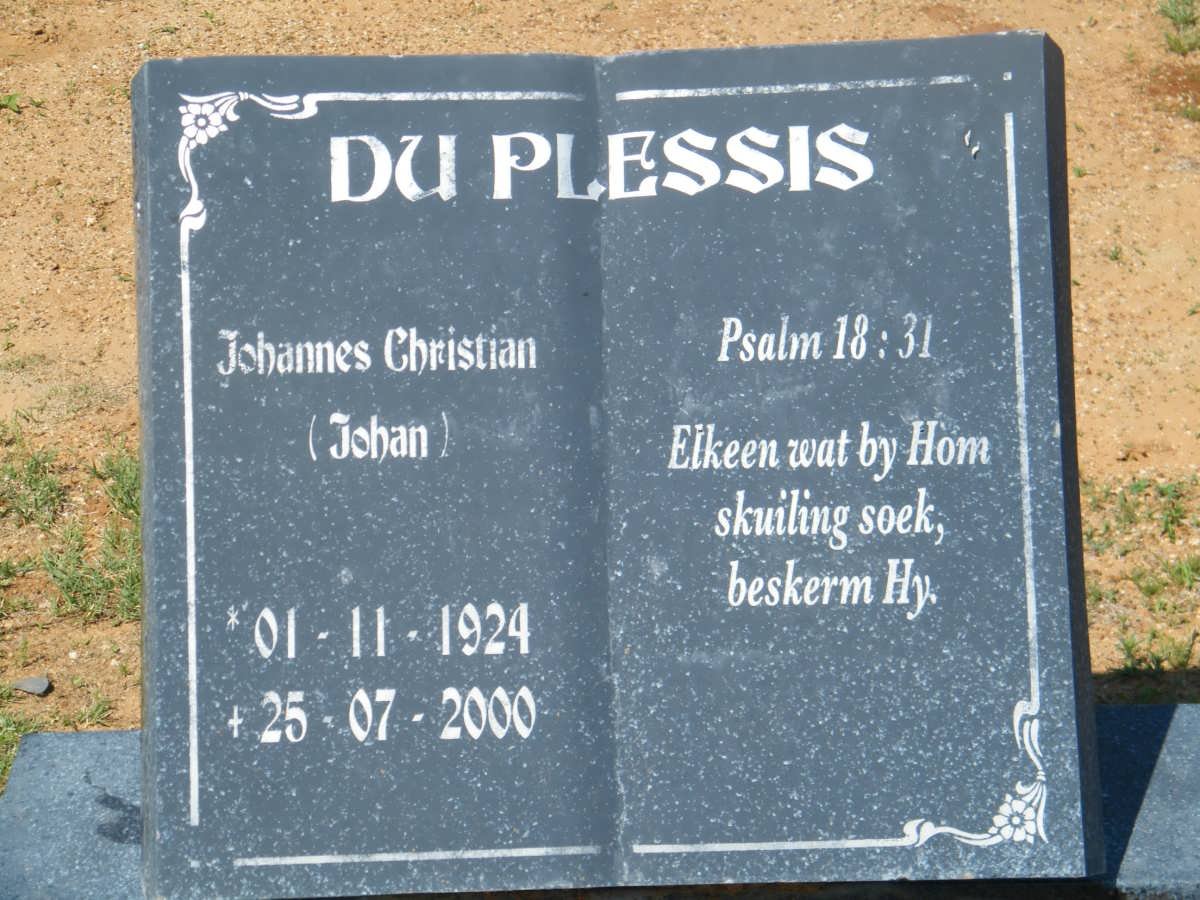 PLESSIS Johannes Christian, du 1924-2000