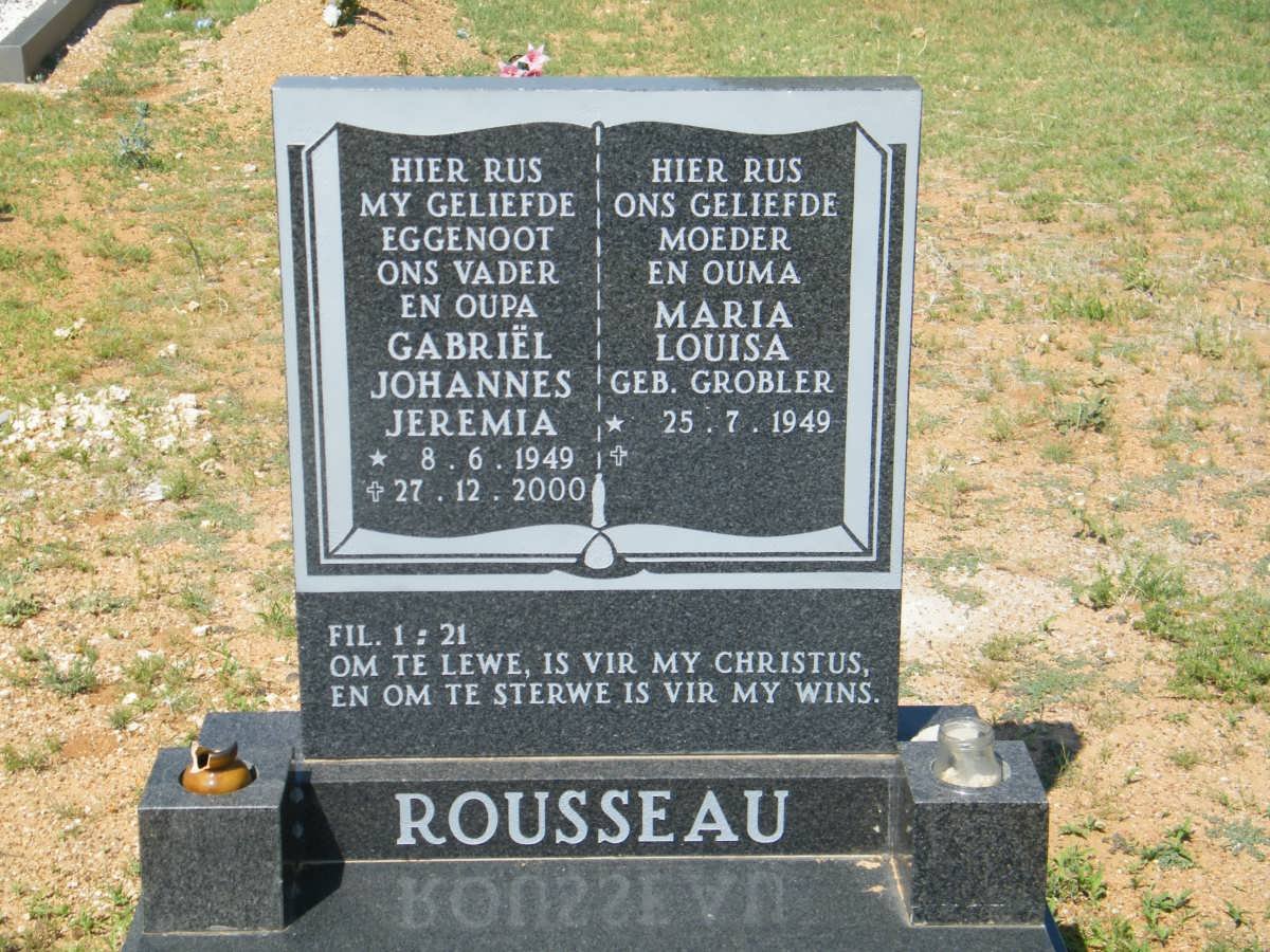 ROUSSEAU Gabriël Johannes Jeremia 1949-2000 &amp; Maria Louisa GROBLER 1949-