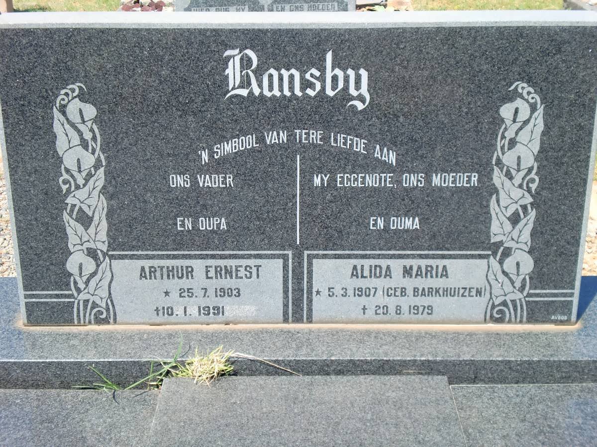RAMSBY Arthur Ernest 1903-1991 &amp; Alida Maria BARKHUIZEN 1907-1979