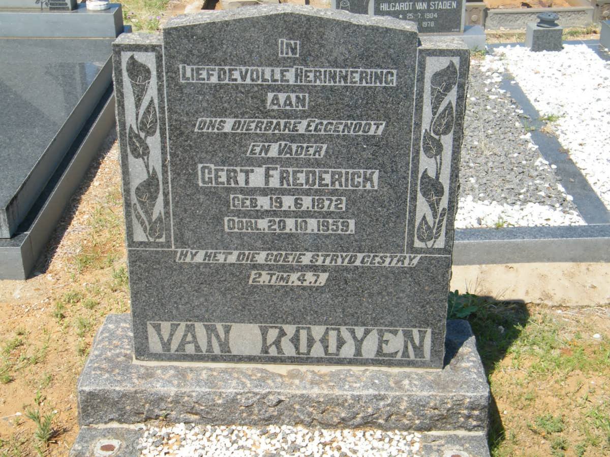 ROOYEN Gert Frederick, van 1872-1959