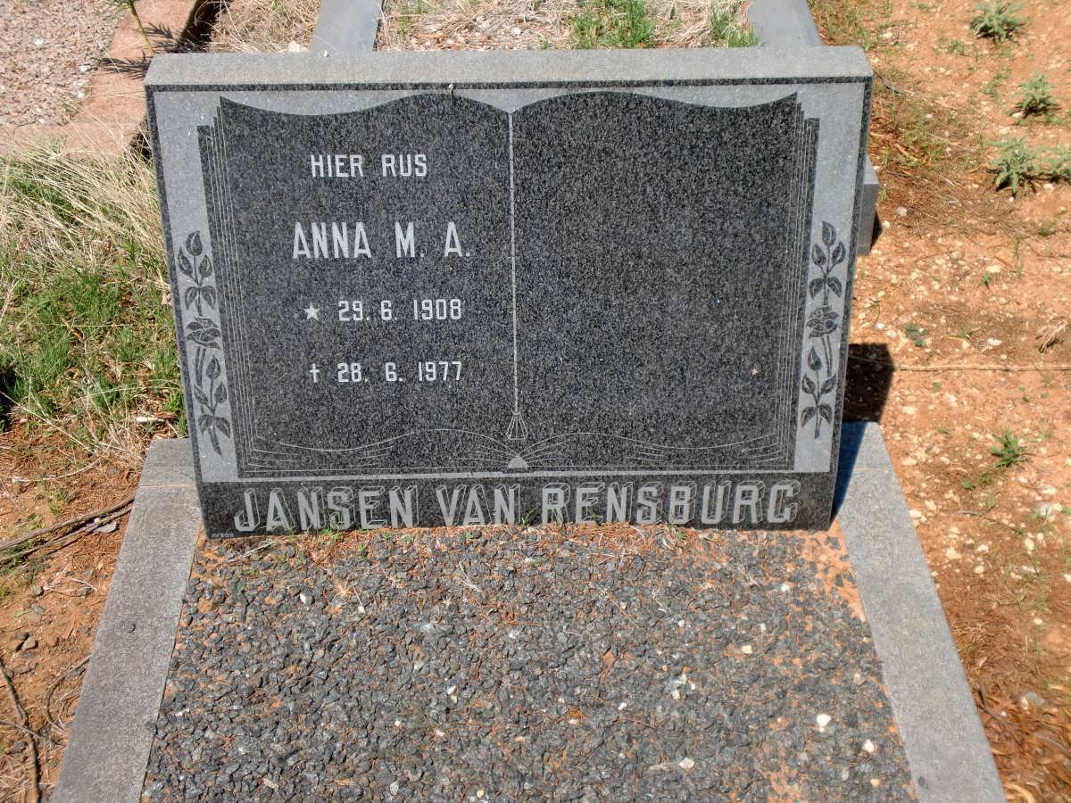 RENSBURG Anna M.A., Jansen van 1908-1977