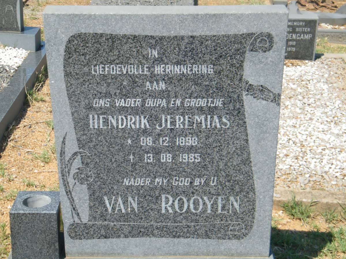 ROOYEN Hendrik Jeremias, van 1898-1985