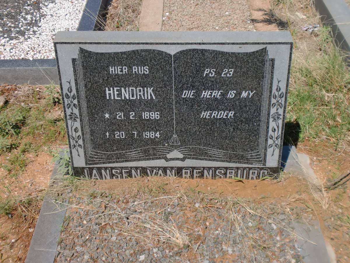 RENSBURG Hendrik, Jansen van 1896-1984