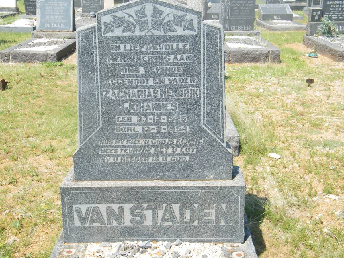 STADEN Zacharias Hendrik Johannes, van 1925-1954