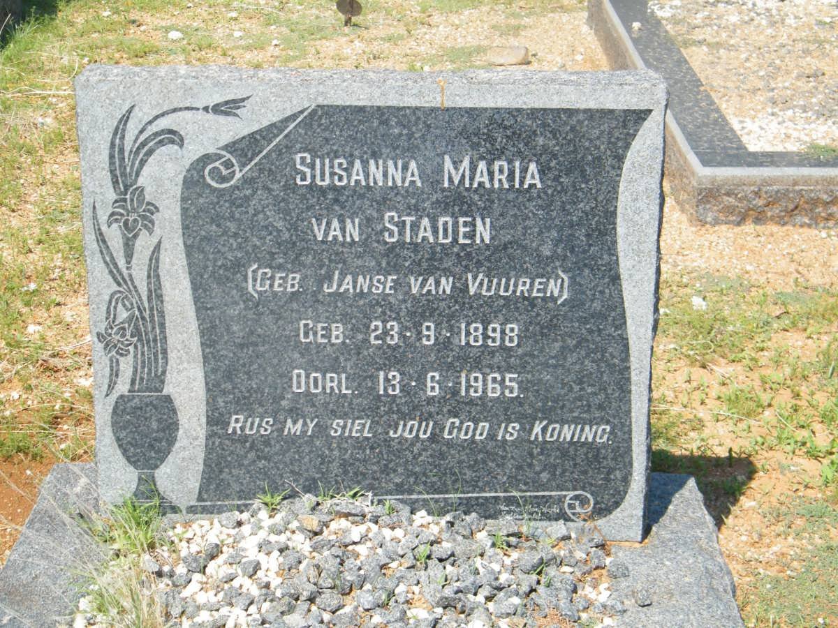 STADEN Susanna Maria, van nee JANSE VAN VUUREN 1898-1965