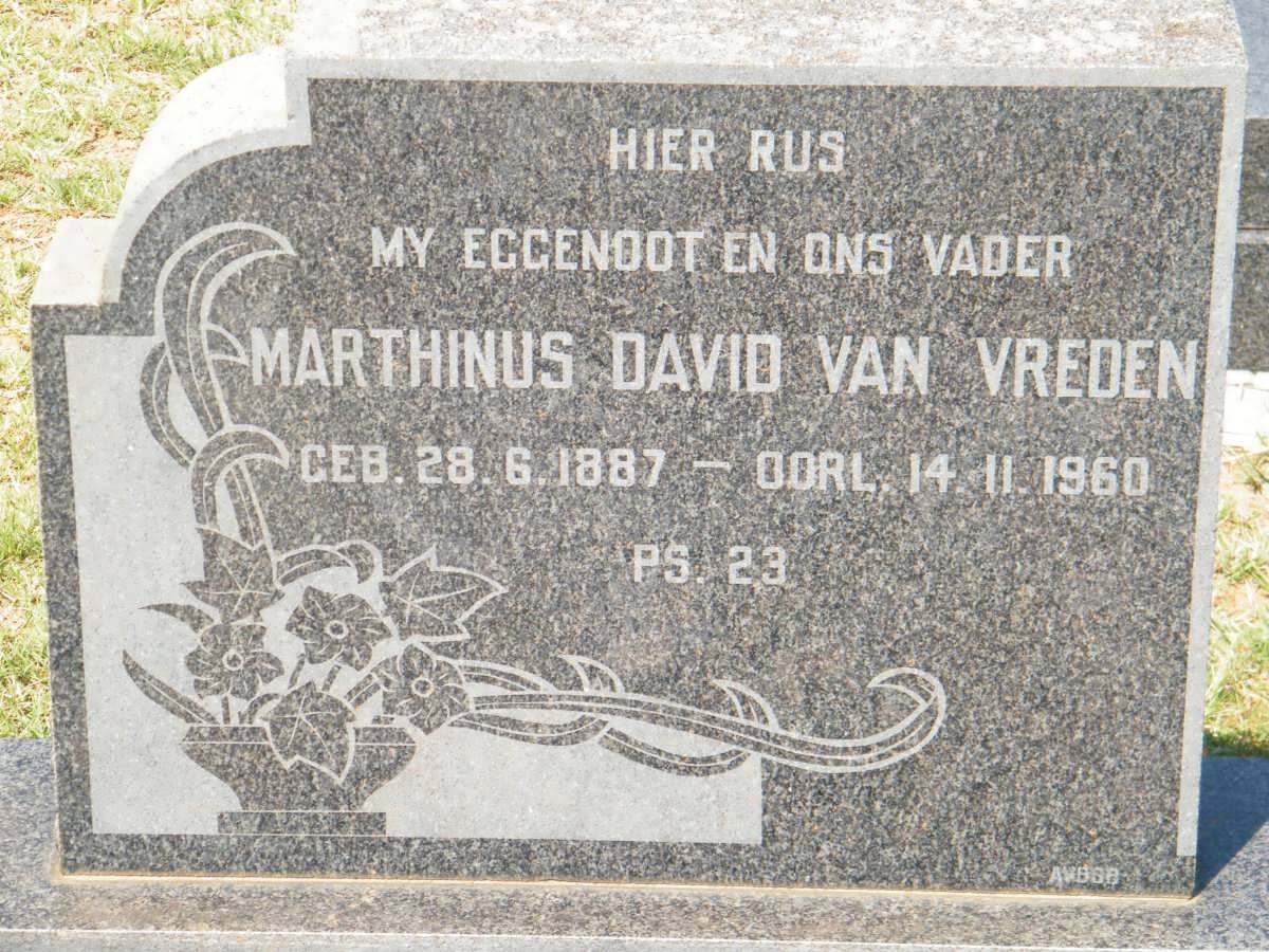 VREDEN Marthinus David, van 1887-1960