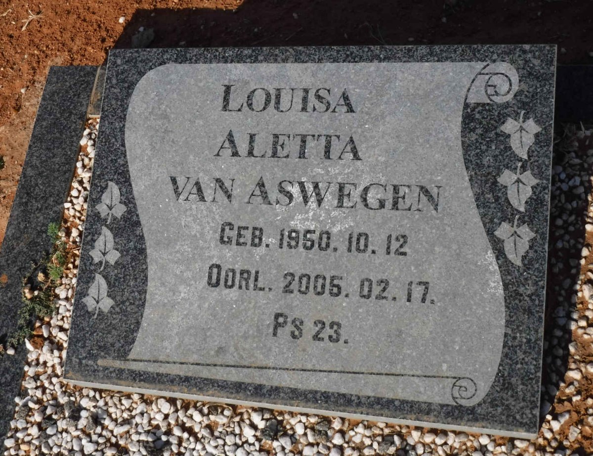 ASWEGEN Louisa Aletta, van 1950-2005