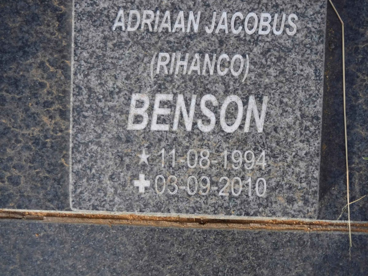 BENSON Adriaan Jacobus 1994-2010