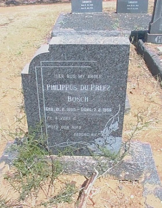 BOSCH Philippus du Preez 1885-1956