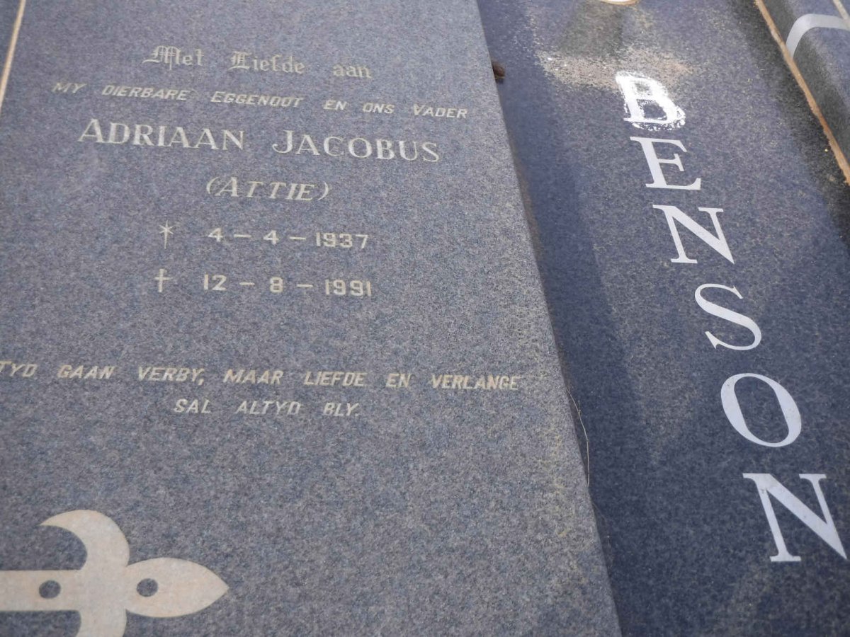 BENSON Adriaan Jacobus 1937-1991