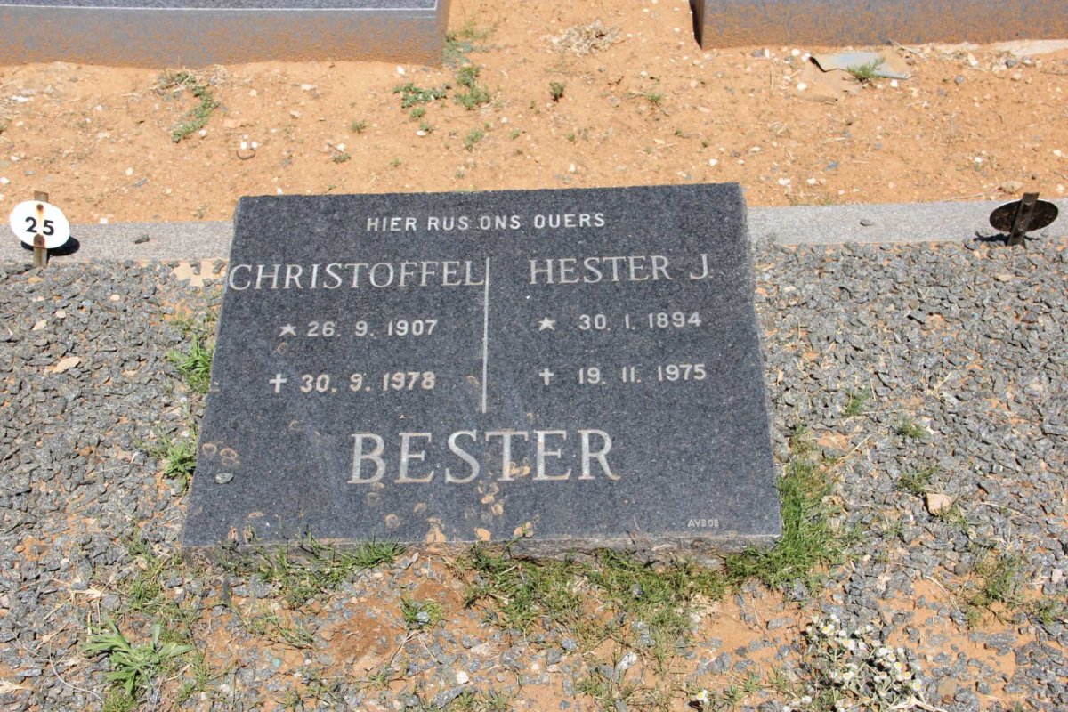 BESTER Christoffel 1907-1978 &amp; Hester J. 1894-1975