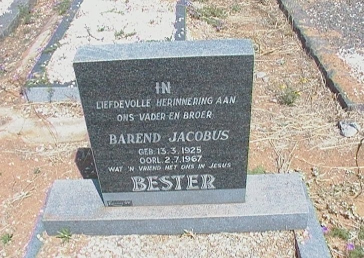 BESTER Barend Jacobus 1925-1967