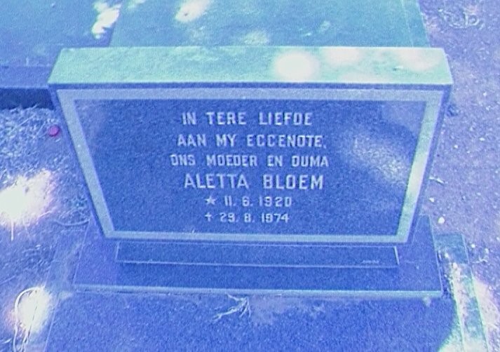 BLOEM Aletta 1920-1974