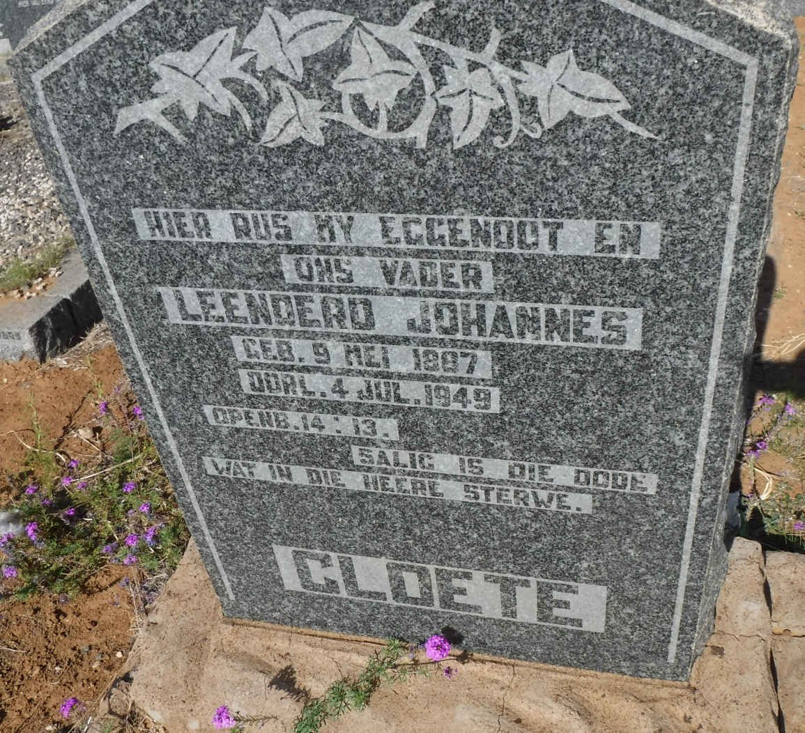 CLOETE Leenderd Johannes 1887-1949