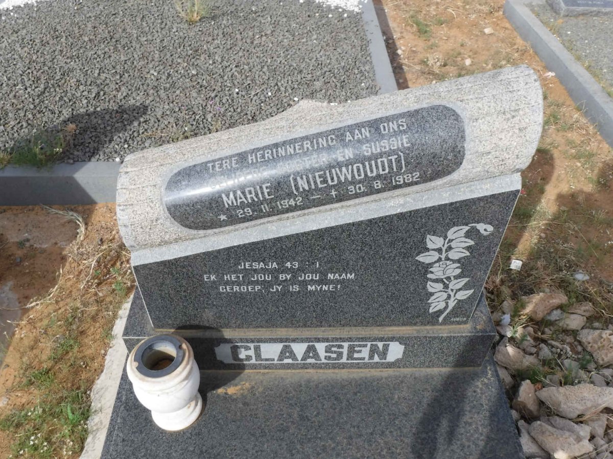 CLAASEN Marie nee NIEUWOUDT 1942-1982