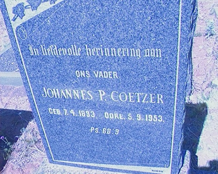 COETZER Johannes  P. 1873-1953