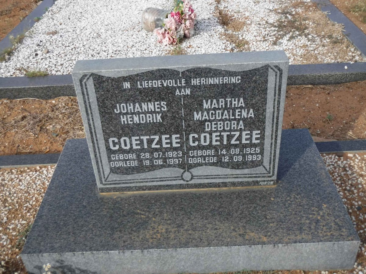COETZEE Johannes Hendrik 1923-1997 &amp; Martha Magdalena Debora 1925-1993