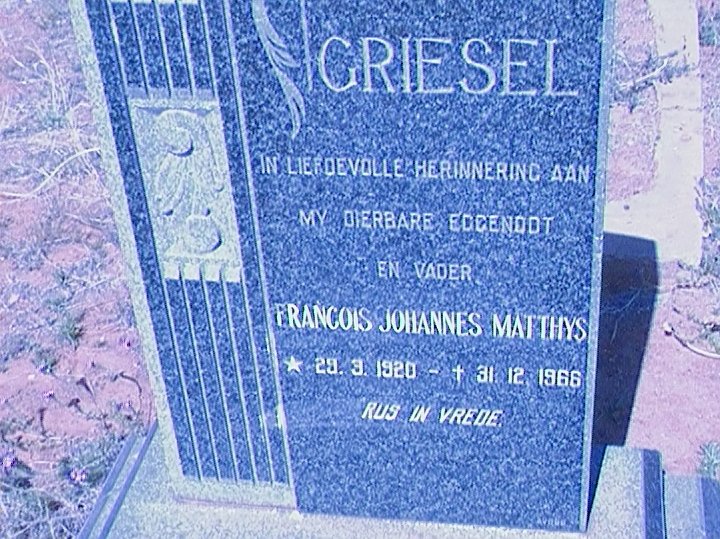 GRIESEL Francois Johannes Matthys 1920-1966