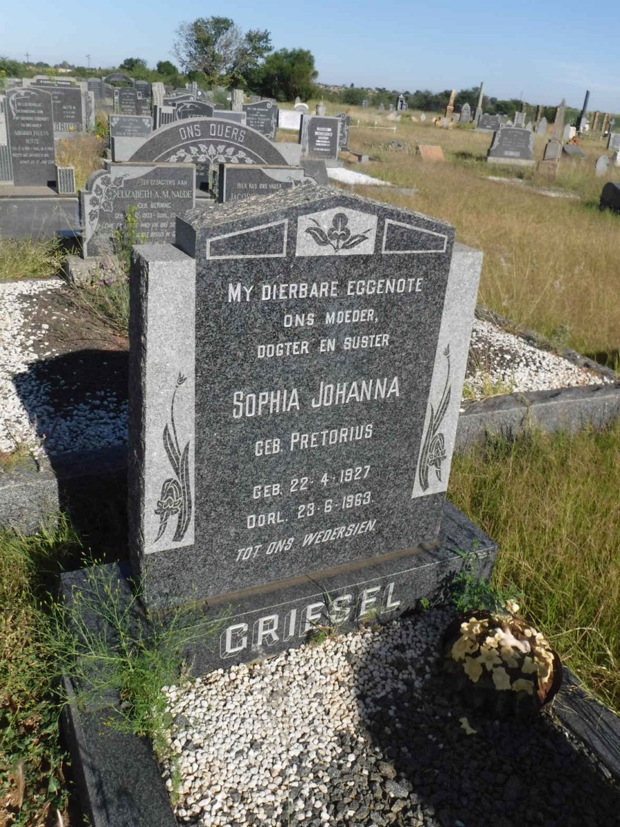 GRIESEL Sophia Johanna nee PRETORIUS 1927-1963