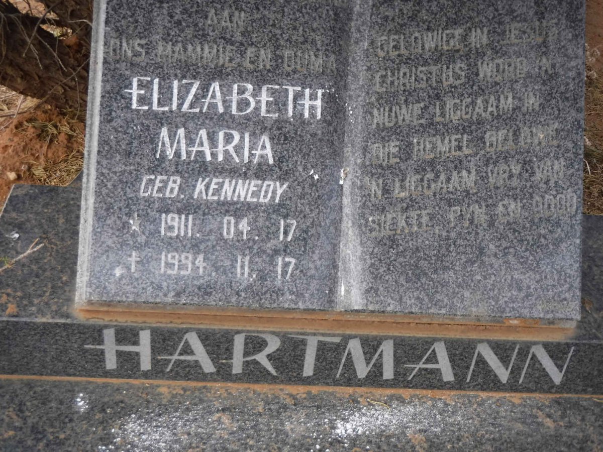 HARTMANN Elizabeth Maria nee KENNEDY 1911-1994