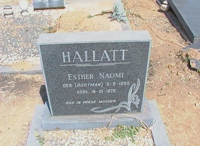 HALLATT Esther Naomi nee ROOTMAN 1899-1972
