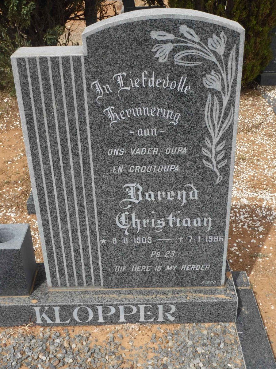 KLOPPER Barend Christiaan 1903-1986