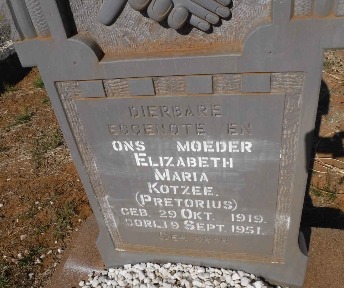 KOTZEE Elizabeth Maria nee PRETORIUS 1919-1951