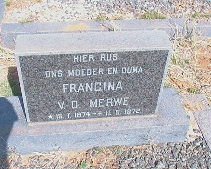 MERWE Francina, v. d. 1874-1972