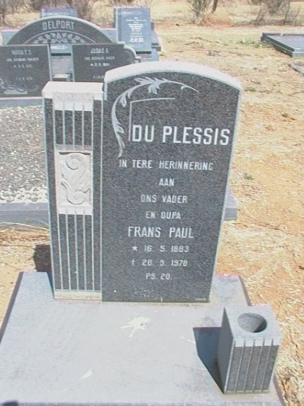 PLESSIS Frans Paul, du 1883-197?