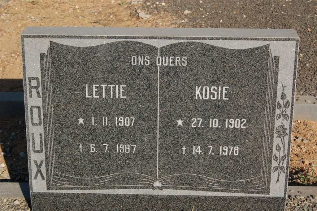 ROUX Kosie 1902-1978 &amp; Lettie 1907-1987