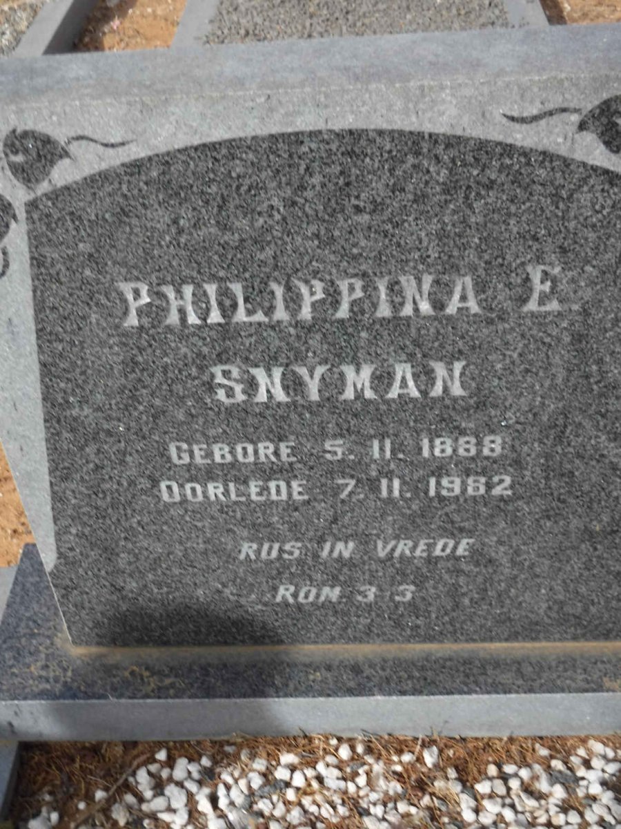 SNYMAN Philippina E. 1888-1982