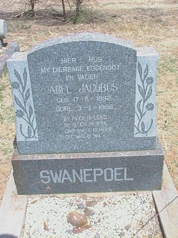 SWANEPOEL Abel Jacobus 1892-1956