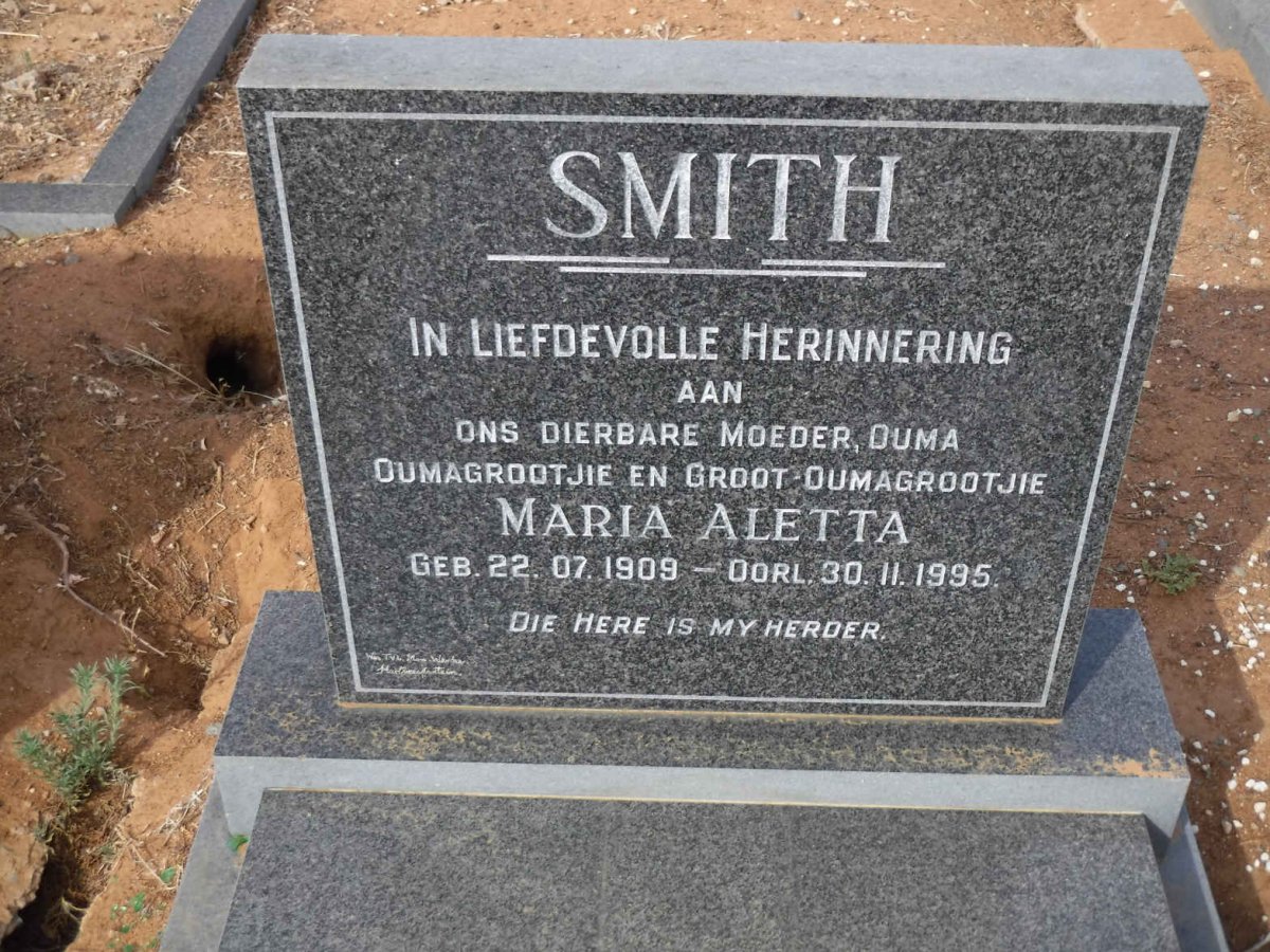 SMITH Maria Aletta 1909-1995