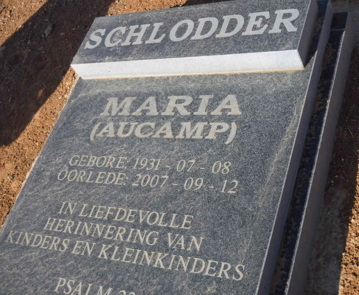 SCHLODDER Maria nee AUCAMP 1931-2007