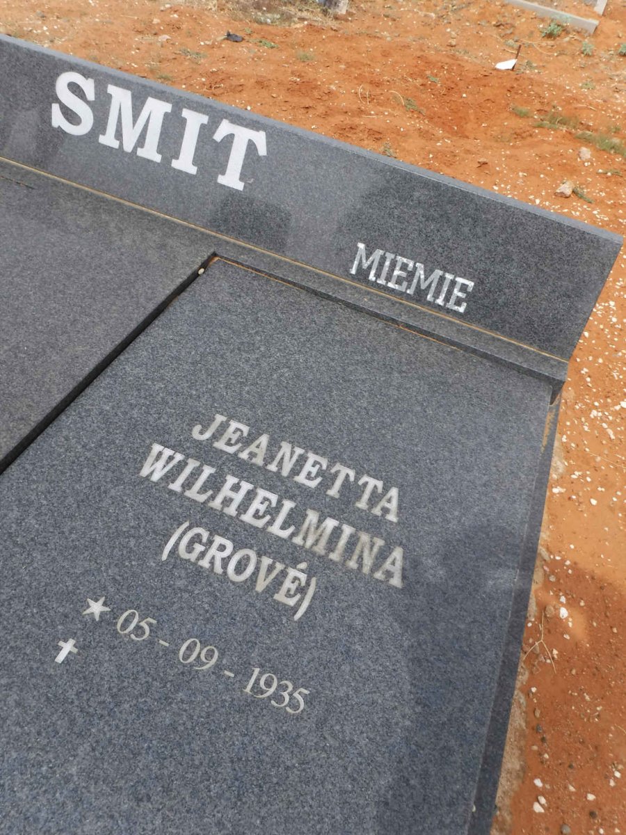 SMIT Abraham Petrus Van Schalkwyk 1928-2003 &amp; Jeanetta Wilhelmina GROVE 1935-